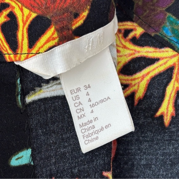 H&M Floral Sheath Dress with Mandarin Collar and Long Flutter Sleeves Size 4 - Picture 4 of 14